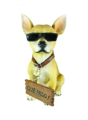 Que Paso ! Dog Statue Yellow/Brown/Black 9.5x12.5x6.7inch