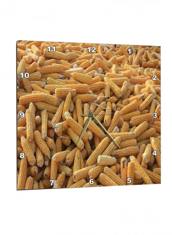Sun Dried Sweet Corn Printed Wall Clock Yellow 13 x 13inch