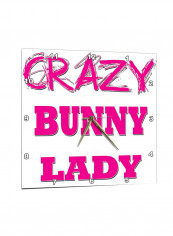 Crazy Bunny Lady Printed Wall Clock Pink 10 x 10inch