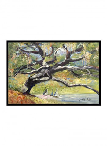 Oak Tree On The Bay With Sailboats Indoor/Outdoor Mat Multicolour 24 x 32inch