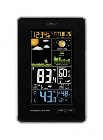 Vertical Wireless Color Weather Station With Pressure, Black Black 6.16 x 0.925 x 9.65inch