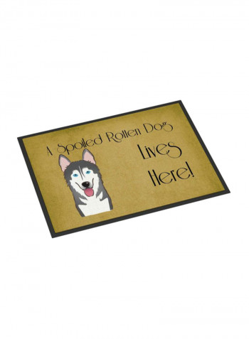 Alaskan Malamute Spoiled Dog Lives Here Indoor/Outdoor Mat Multicolour 18 x 18inch