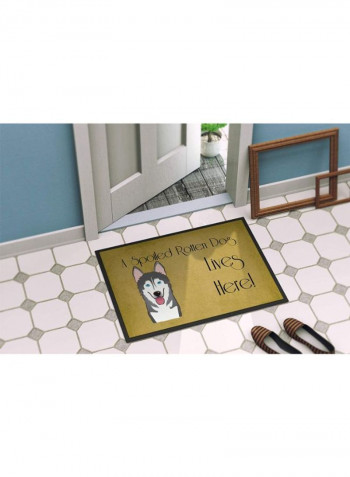 Alaskan Malamute Spoiled Dog Lives Here Indoor/Outdoor Mat Multicolour 18 x 18inch
