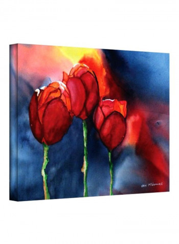Tulips Canvas Art Red/Blue/Green 14x18inch