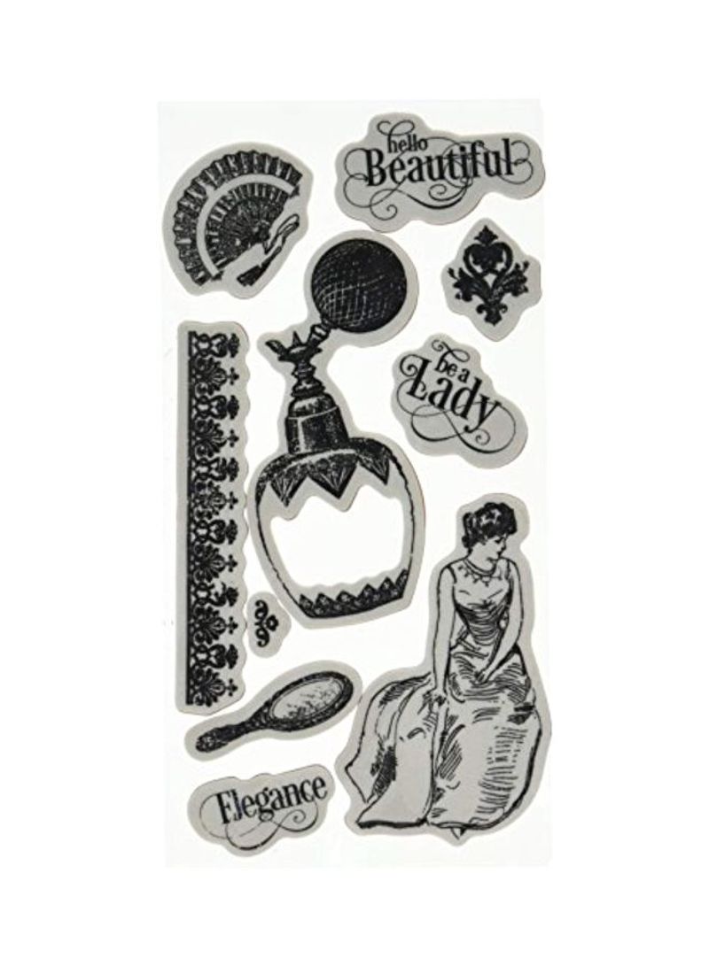Portrait Of A Lady Cling Stamp Set Black/White