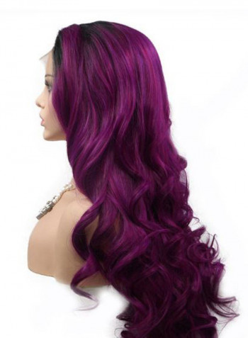 Heat Resistant Synthetic Lace Front Hair Wig Purple 26inch