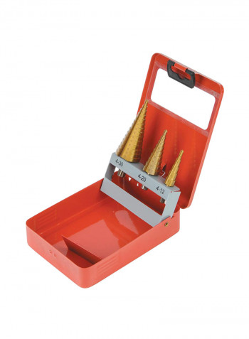 3-Piece Titanium-Coated HSS Step Drill Set Gold/Silver