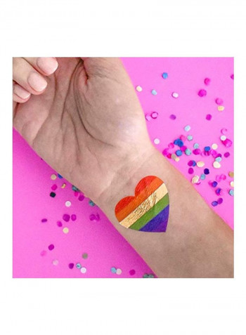 25-Piece Rainbow Heart Temporary Tattoos Multicolour