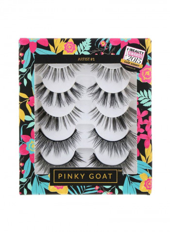 Pair Of 5 Artist Silk False Eyelashes Black