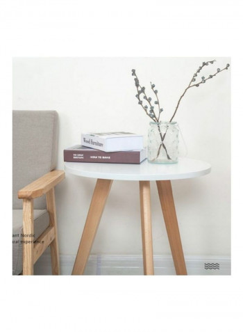Round Tea Table White/Brown