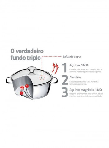 9-Piece Cookware Set Silver Deep Casserole 1x24, Deep Casserole 1x18, Saucepan 1x16cm