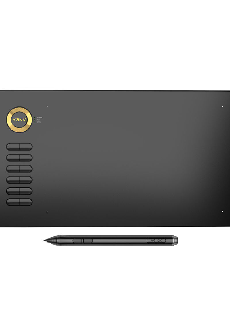 A15 Drawing Digital Portable Graphic Tablet With LPI Gold Button Black