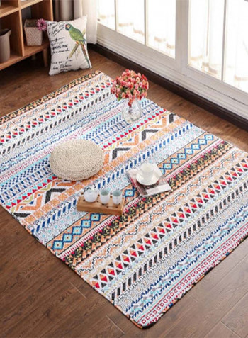 Geometric Pattern Anti-Skid Living Room Floor Mat Multicolour 90 x 240centimeter