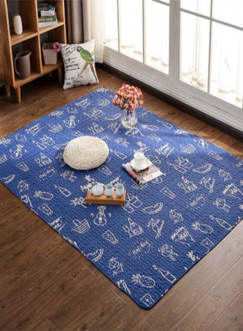 Modern Printed Anti-Skid Living Room Floor Mat Blue/White 90 x 240centimeter