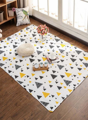 Triangle Printed Anti-Skid Living Room Floor Mat White/Yellow/Black 90 x 240centimeter