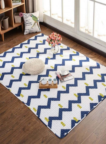 Wave Printed Anti-Skid Living Room Floor Mat White/Blue/Green 90 x 240centimeter