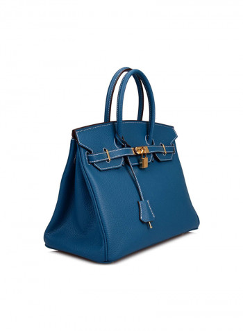 Padlock Handbag With Gold Hardware Blue