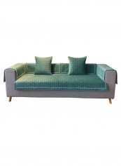 Anti-Slip Solid Pattern Sofa Slipcover Lake Blue 70 x 210centimeter