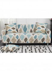 Modern Style Geometry Pattern Sofa Slipcover White/Blue/Beige 185-230centimeter