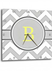 Yellow Monogram Initial B Wall Clock Multicolour 13x13inch