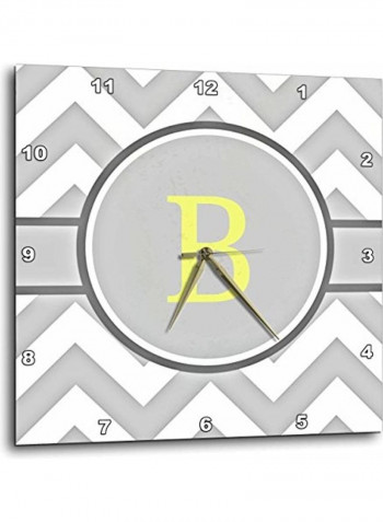 Yellow Monogram Initial B Wall Clock Multicolour 13x13inch
