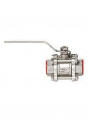 Stainless Steel Ball Valve Threaded Connection Silver/Red 1inch