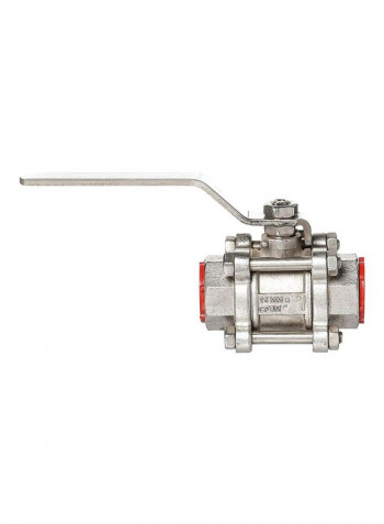 Stainless Steel Ball Valve Threaded Connection Silver/Red 1inch