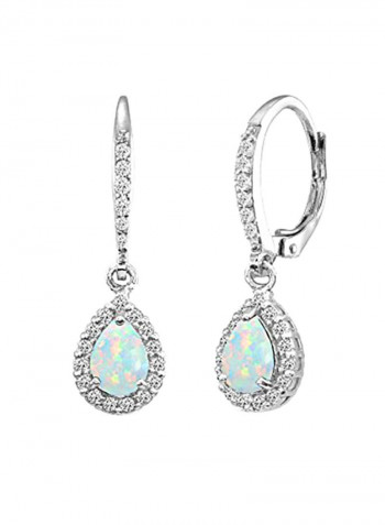 925 Sterling Silver Opal Dangle Earrings