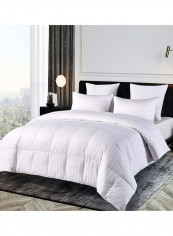 3-Piece King Size Down Alternative Duvet Insert Stripe with Pillow Cotton White 240 x 260cm