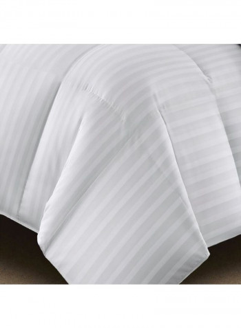 3-Piece King Size Down Alternative Duvet Insert Stripe with Pillow Cotton White 240 x 260cm