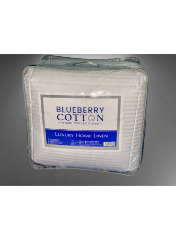 3-Piece King Size Down Alternative Duvet Insert Stripe with Pillow Cotton White 240 x 260cm