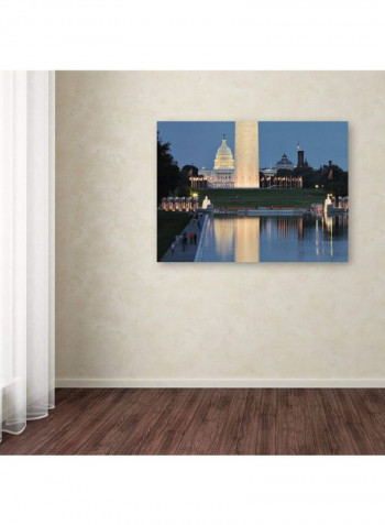 National Mall At Twilight Canvas Wall Art Multicolour 14 x 19inch