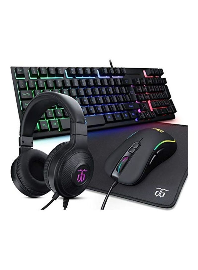 Wired Rgb Backlit Gaming Keyboard And Mouse, Gaming Mouse Pad, Gaming Headset,All In One Combo For Pc Gamers And Xbox And Ps4 Users