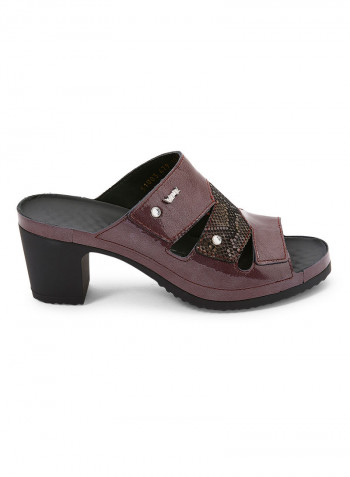 Block Heeled Sandals Bordo
