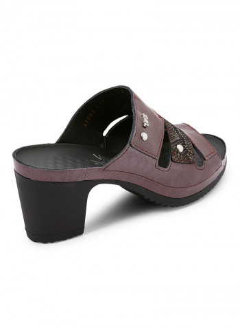 Block Heeled Sandals Bordo