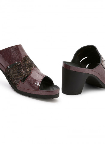 Block Heeled Sandals Bordo
