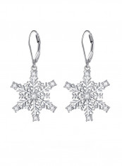 925 Sterling Silver Snowflake Dangle Drop Earrings