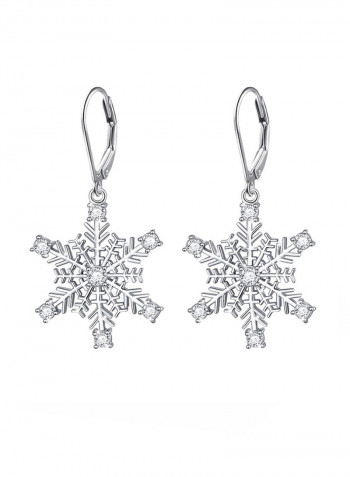 925 Sterling Silver Snowflake Dangle Drop Earrings