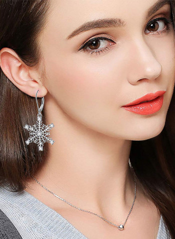 925 Sterling Silver Snowflake Dangle Drop Earrings