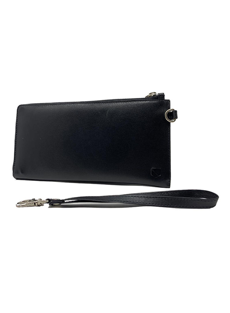 Signal Blocking Leather Checkbook Phone And Tablet 10inch Black