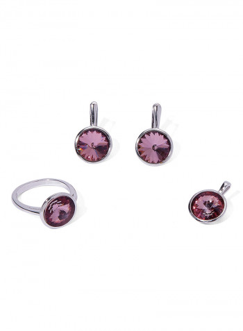 Silver 925 Zircon Embellished Jewelry Set