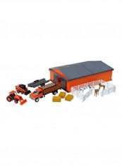 18-Piece Kubota Farm Equipment Vehicles And Shed Set