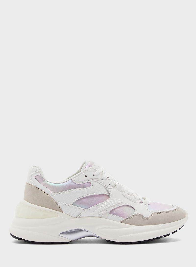 Koisa Wedge High Top Sneakers White/Purple/Beige