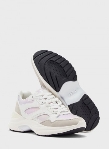 Koisa Wedge High Top Sneakers White/Purple/Beige
