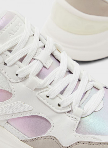Koisa Wedge High Top Sneakers White/Purple/Beige