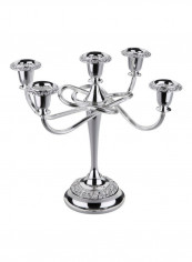 5 Light Rose Candlebra Silver 26cm