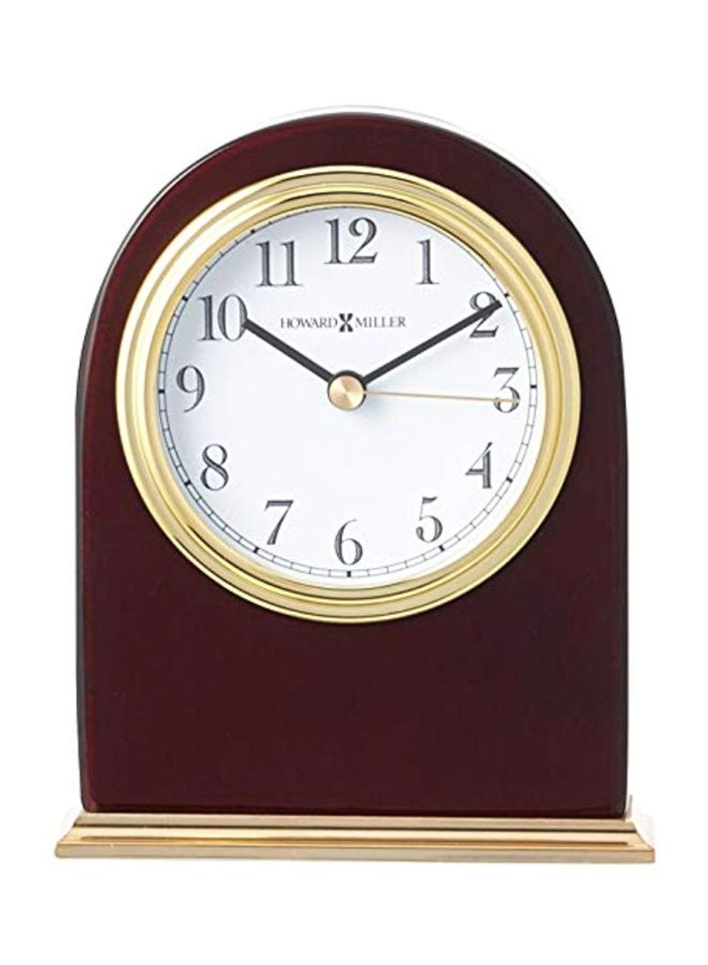 Wood Analog Quartz Table Clock Brown/White/Gold 13x11x4centimeter