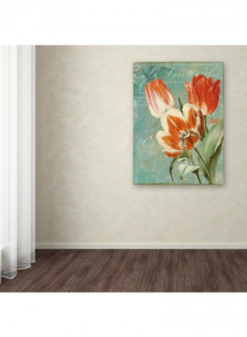 Tulips Ablaze Ii Canvas Wall Art Green/Red 14 x 19inch