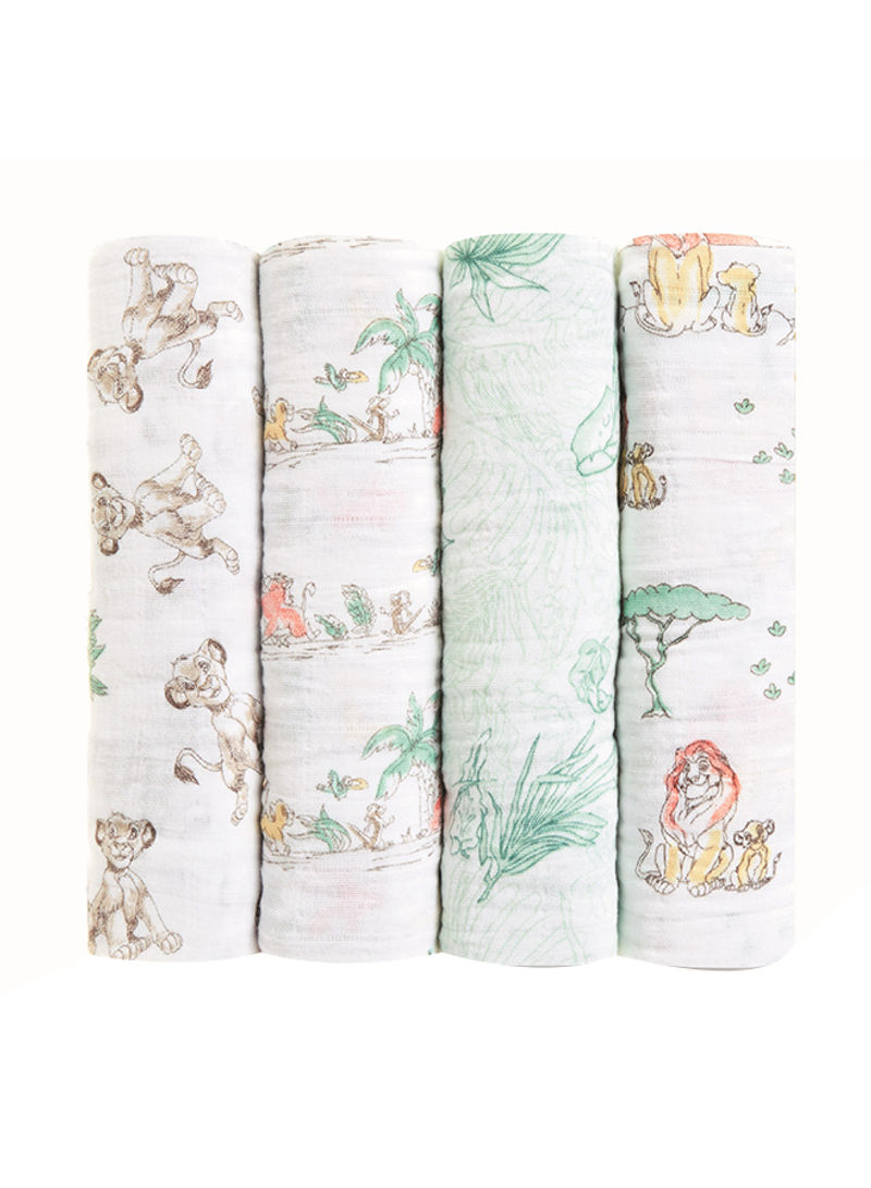 Pack Of 4 Classic Disney Muslin Swaddle Blanket - The Lion King