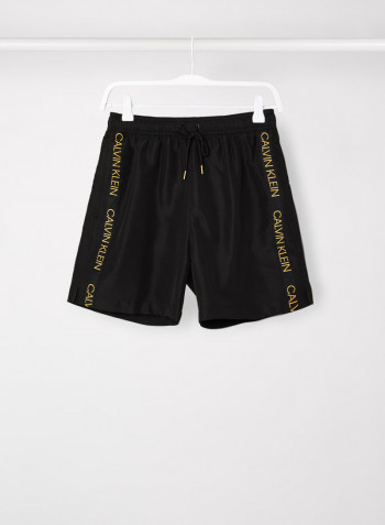 Drawstring Logo Tape Swim Shorts Black